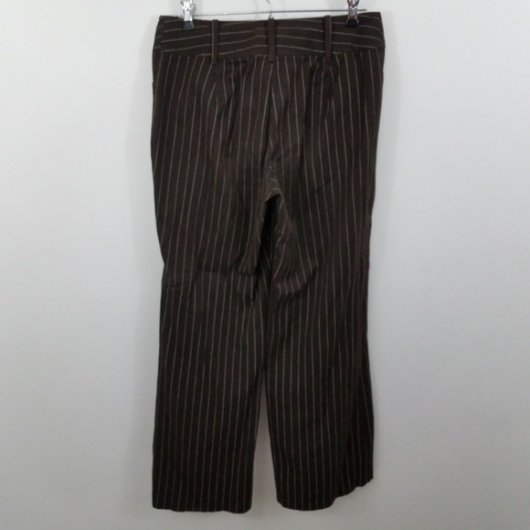 Garnet Hill Trousers 8 Womens Pinstripe Brown Whit - Picture 5 of 5
